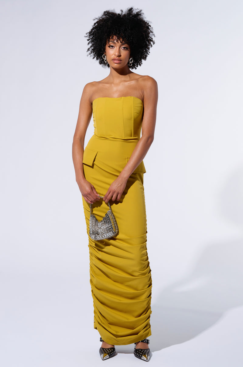 ASH STRAPLESS CARGO MAXI DRESS