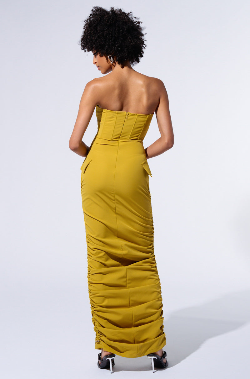 ASH STRAPLESS CARGO MAXI DRESS