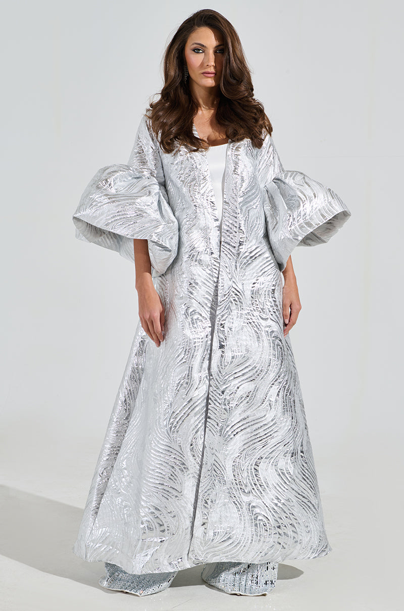 MALDIVES BROCADE PUFF SLEEVE DUSTER