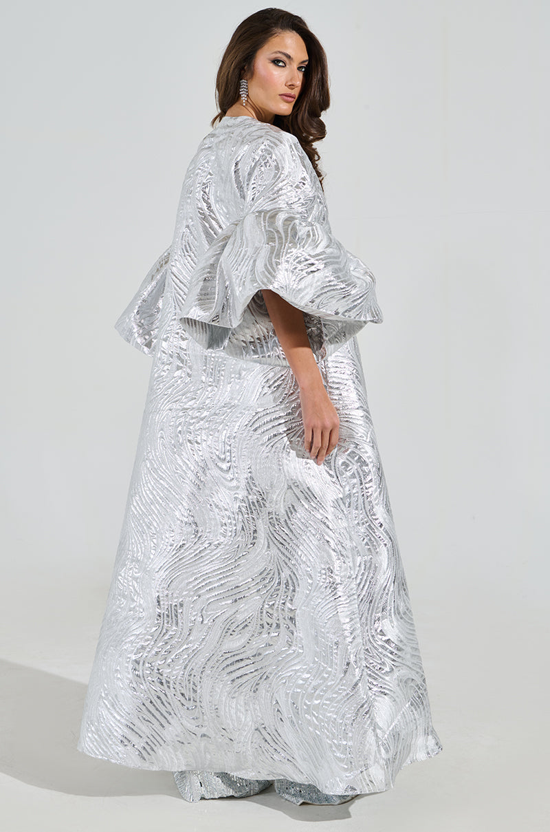 MALDIVES BROCADE PUFF SLEEVE DUSTER