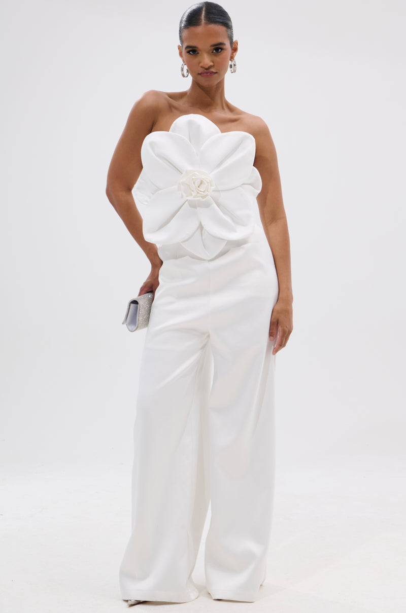 SUMMER BLOOMS WIDE LEG JUMPSUIT IN WHITE