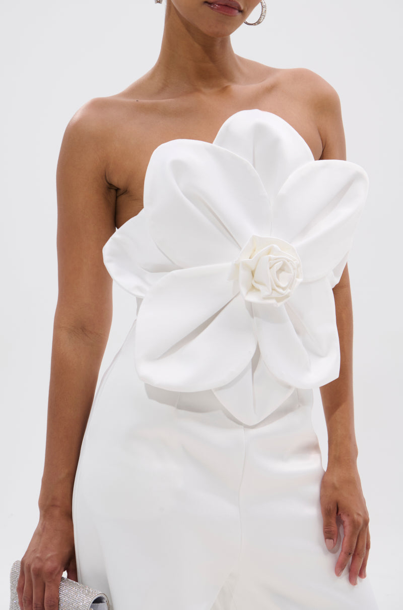 SUMMER BLOOMS WIDE LEG JUMPSUIT IN WHITE