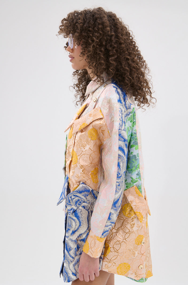 MY GIRLFRIENDS SHIRT BROCADE MINI DRESS