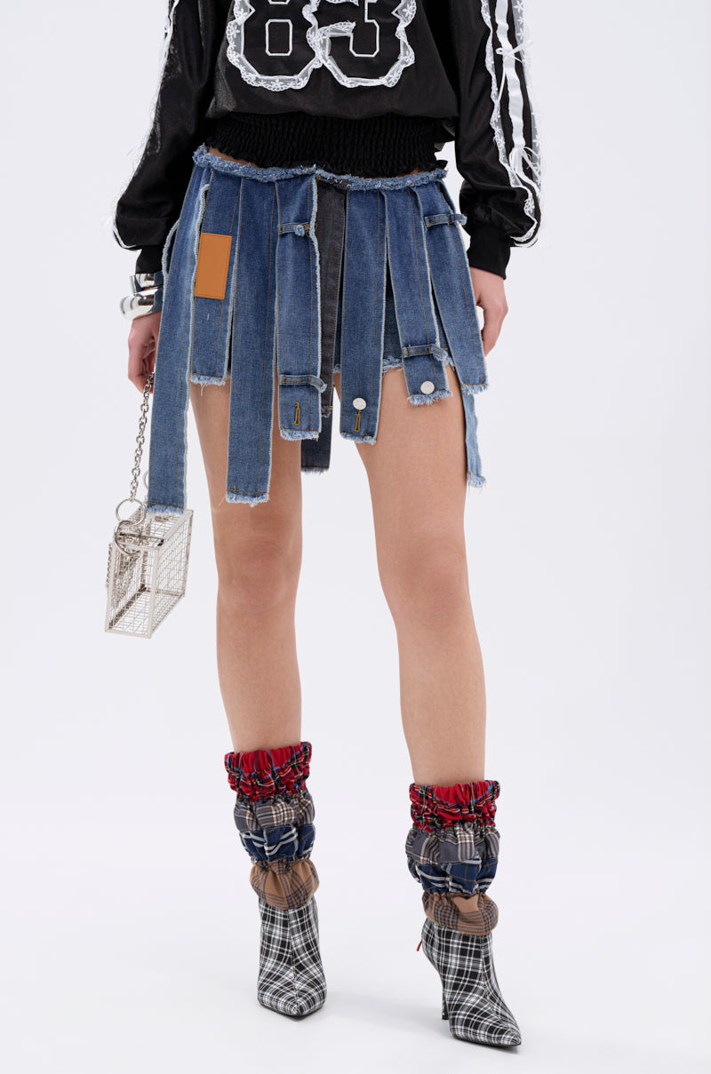 STRIPPED DENIM SKIRT