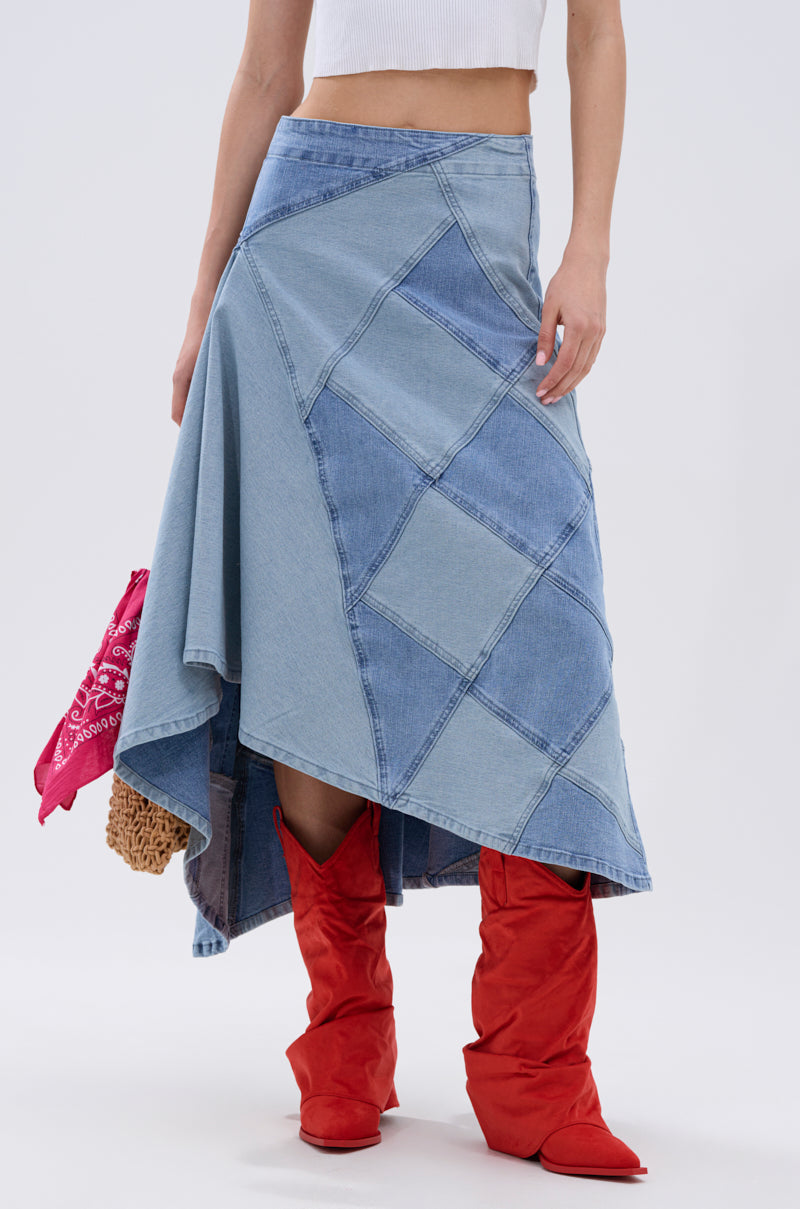 ALL WE NEED IS LOVE DENIM MIDI SKIRT