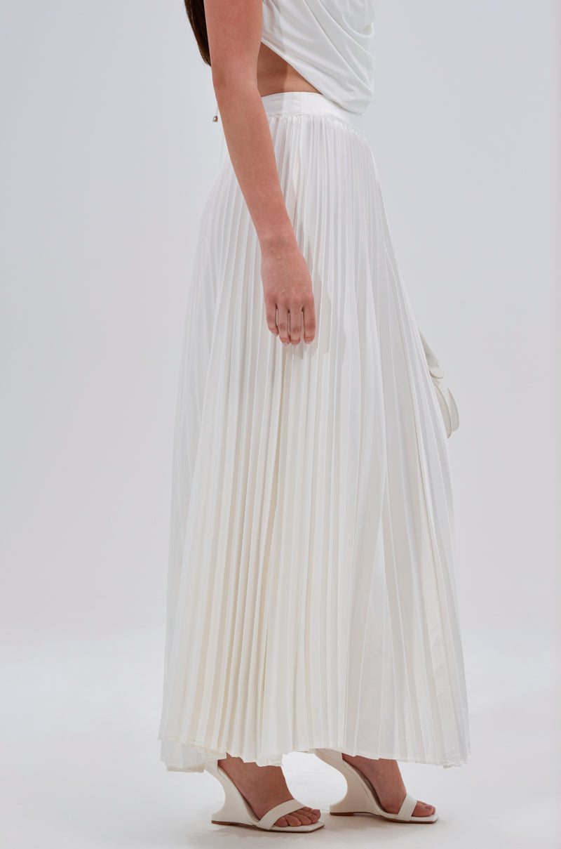 SWEET THING PLEATED SATIN MAXI SKIRT