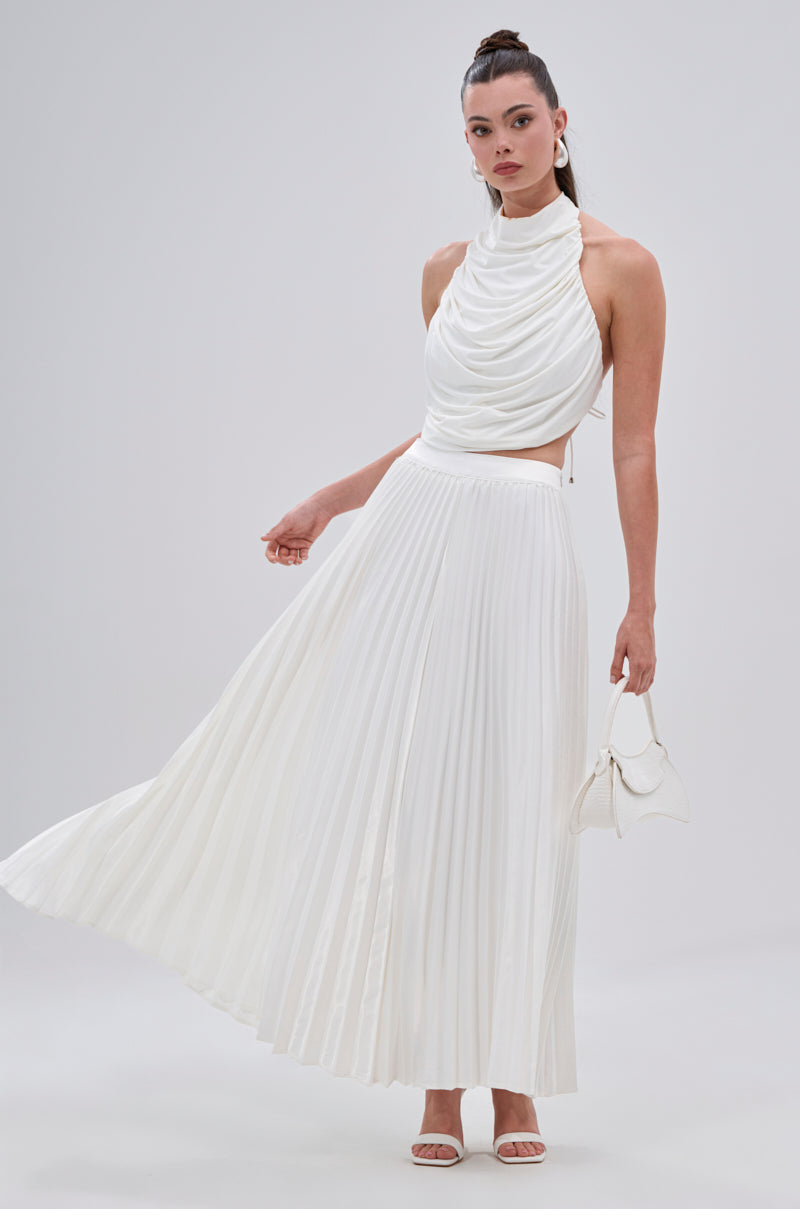 SWEET THING PLEATED SATIN MAXI SKIRT