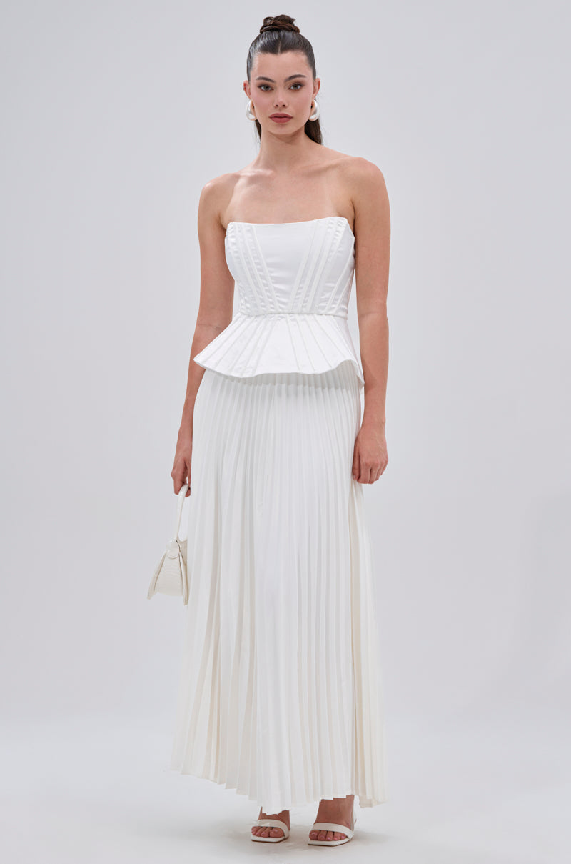 SWEET THING PLEATED SATIN MAXI SKIRT