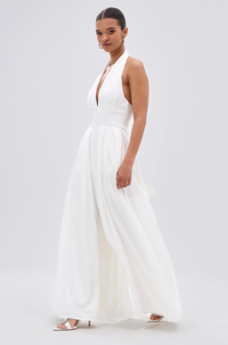 UNFORGETTABLE SATIN JUMPSUIT IN WHITE