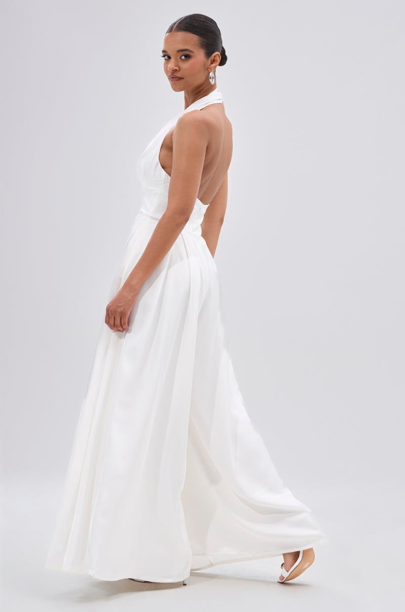UNFORGETTABLE SATIN JUMPSUIT IN WHITE