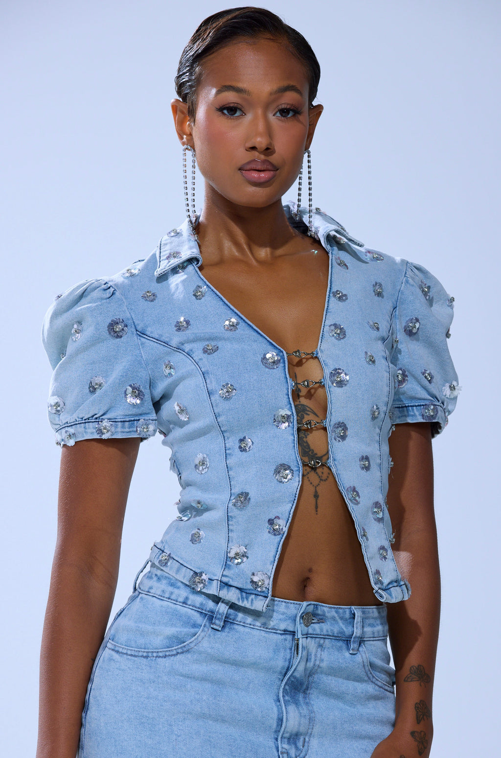 HALEY EMBELLISHED SEQUIN BLOUSE