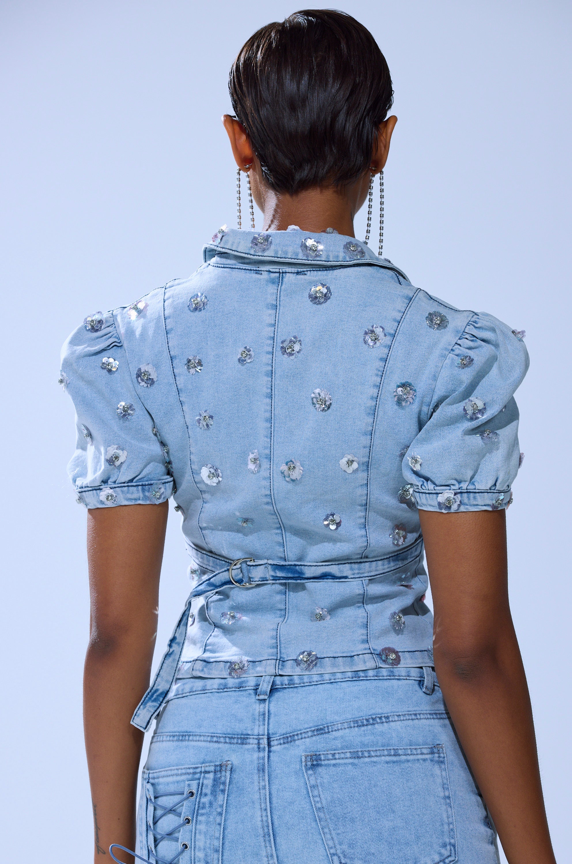 HALEY EMBELLISHED SEQUIN BLOUSE