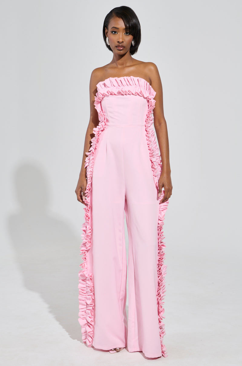 MONICA RUFFLED JUMPSUIT IN PINK