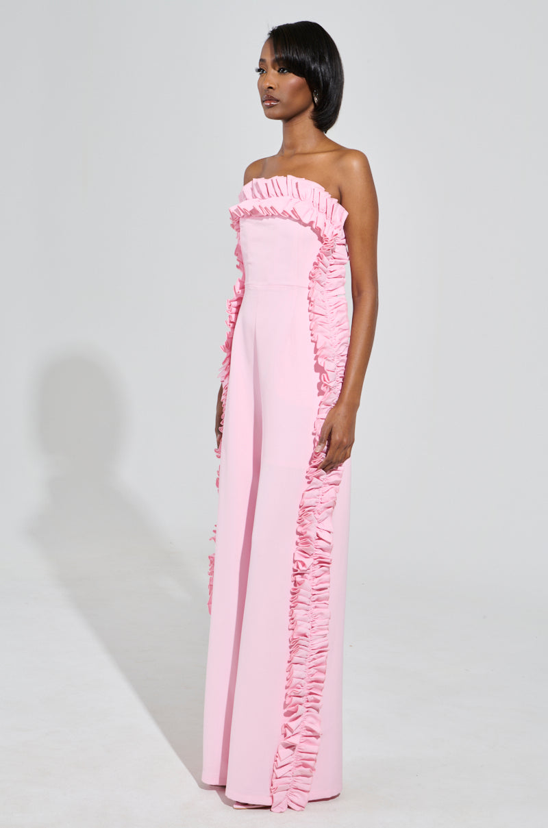 MONICA RUFFLED JUMPSUIT IN PINK