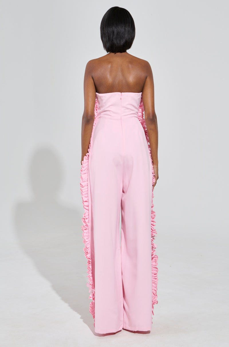 MONICA RUFFLED JUMPSUIT IN PINK