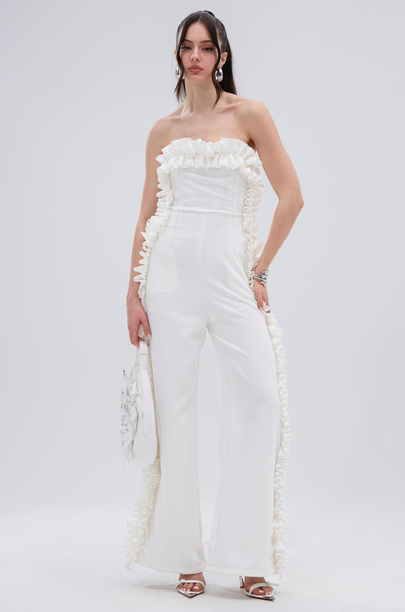 MONICA RUFFLED JUMPSUIT IN WHITE