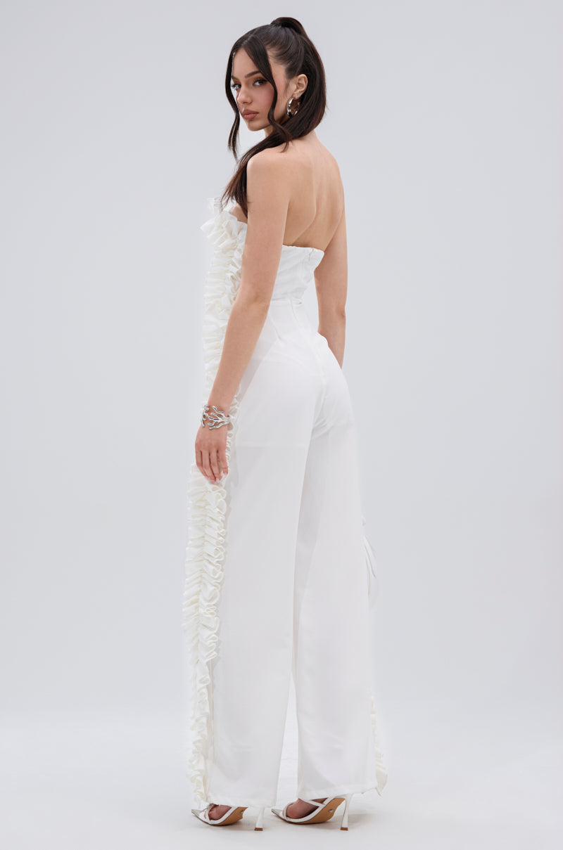 MONICA RUFFLED JUMPSUIT IN WHITE