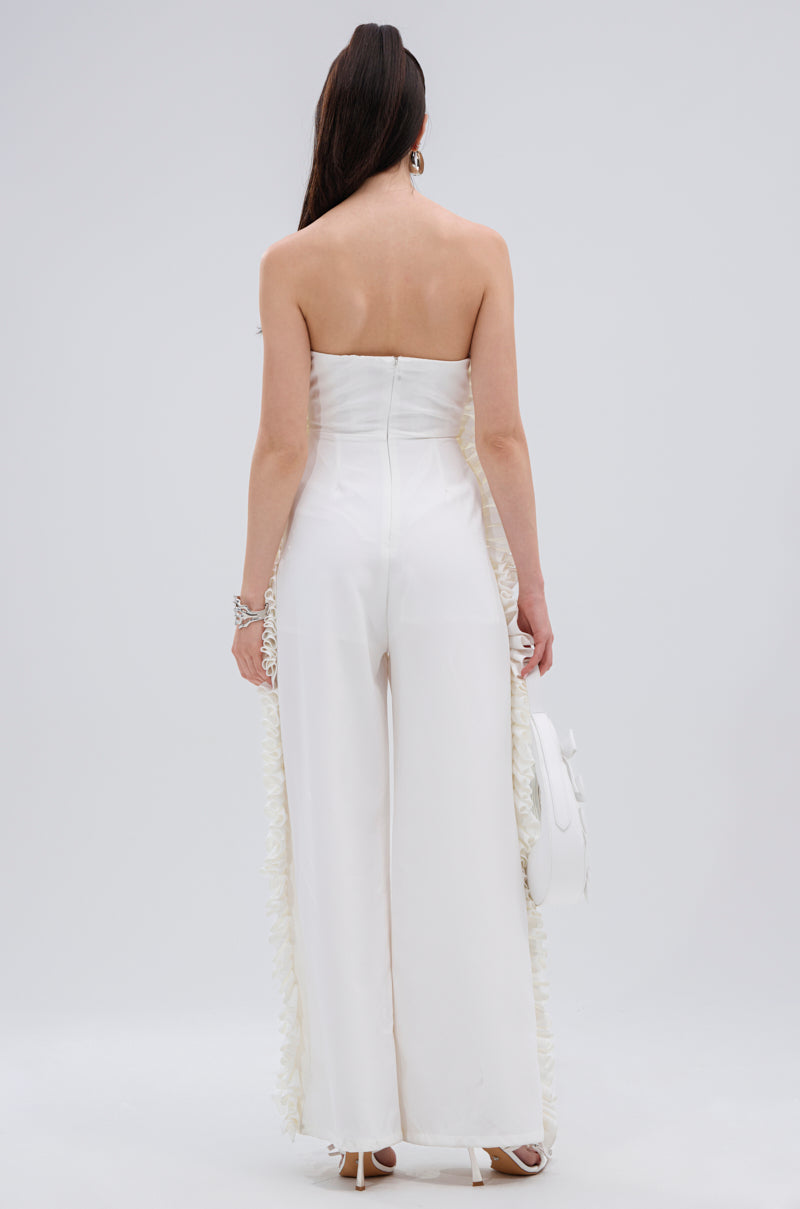 MONICA RUFFLED JUMPSUIT IN WHITE