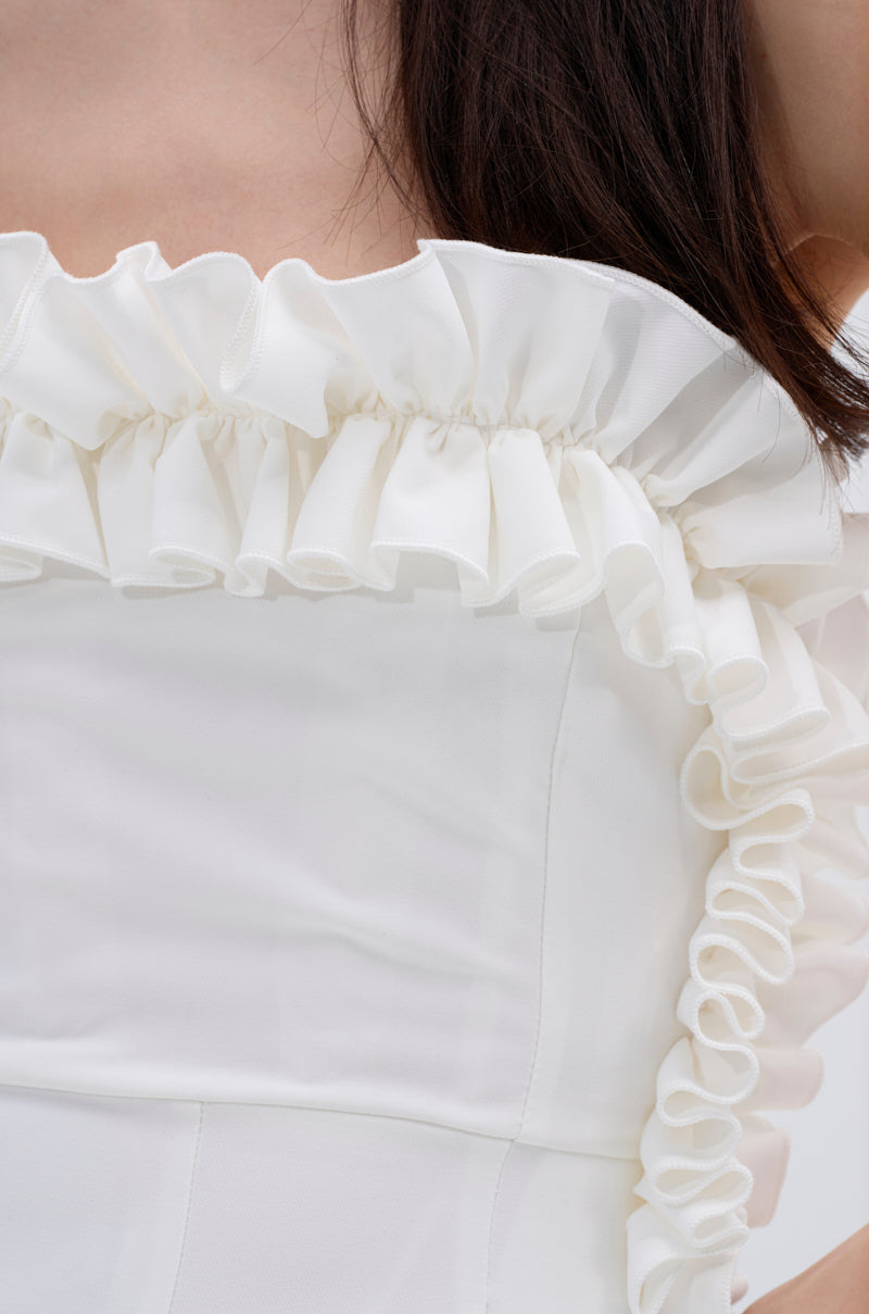 MONICA RUFFLED JUMPSUIT IN WHITE