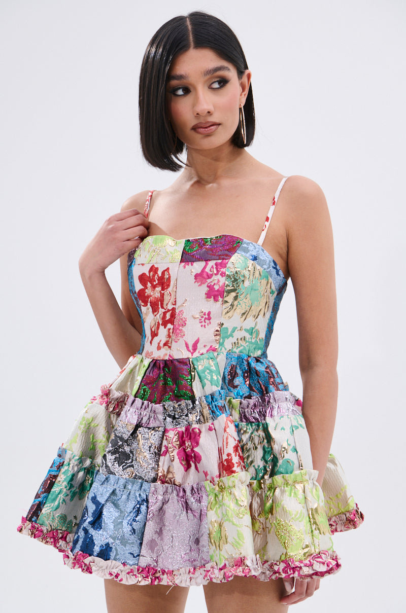 STAND OUT BROCADE MINI DRESS