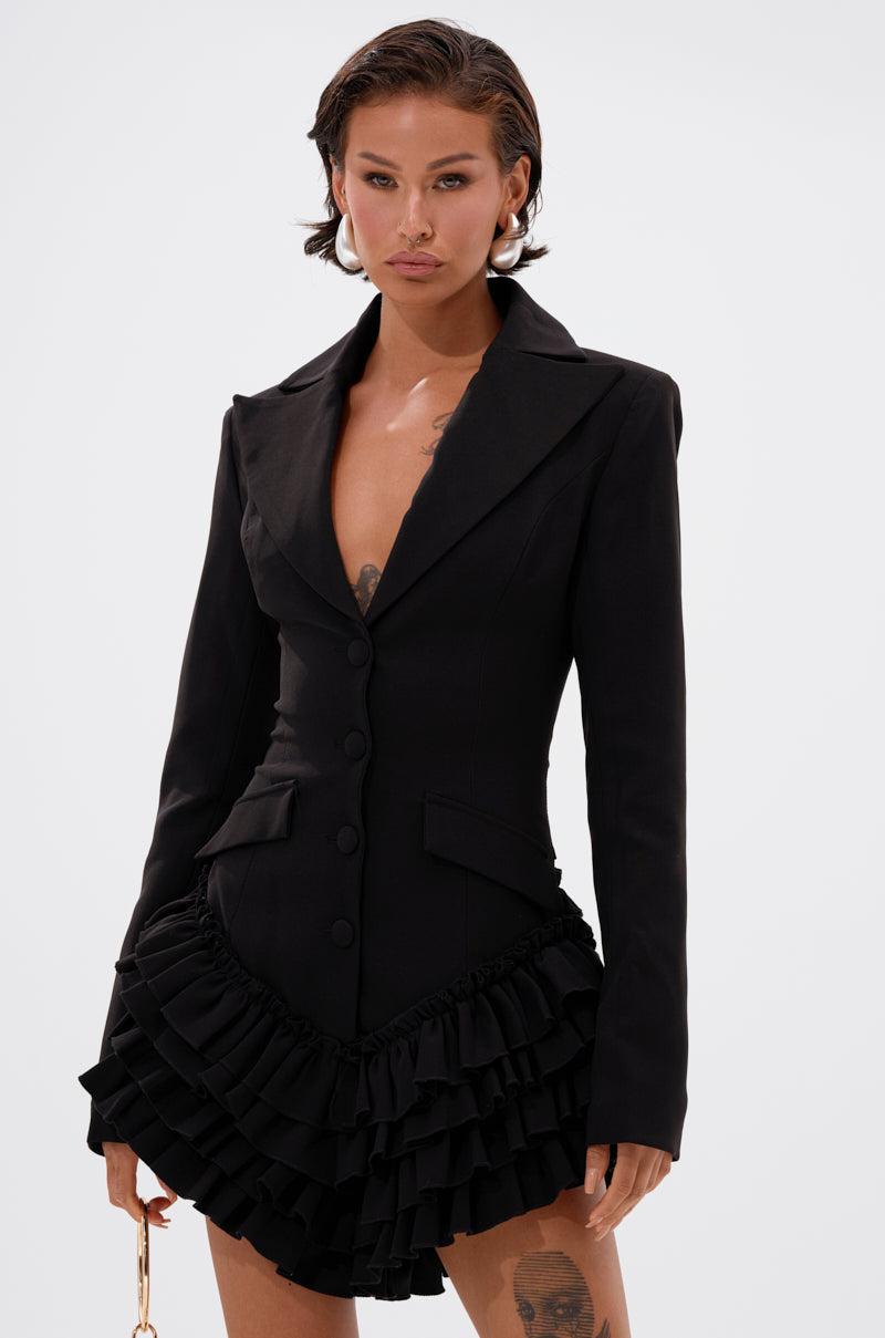 STRICTLY BUSINESS BLAZER ROMPER IN BLACK