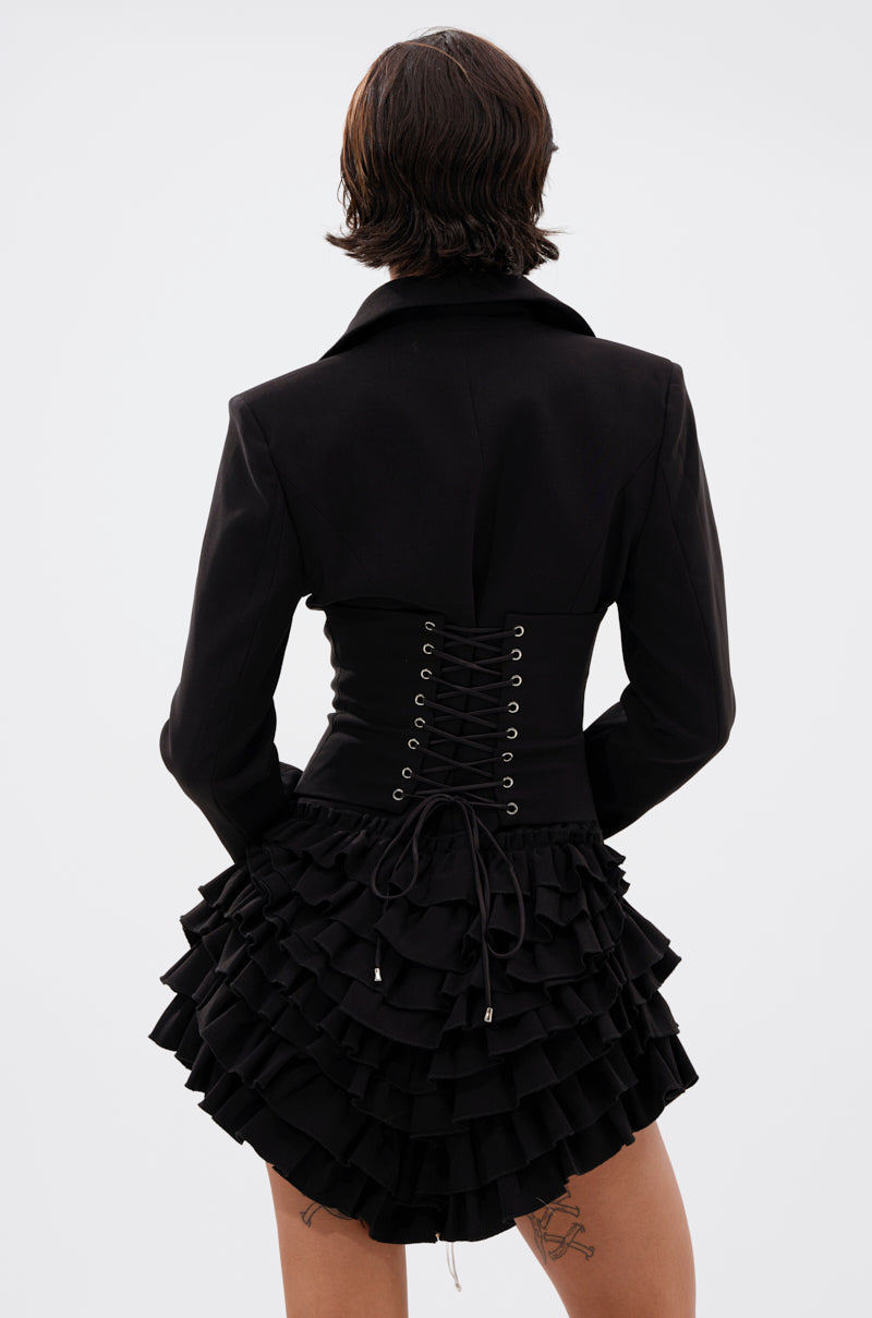 STRICTLY BUSINESS BLAZER ROMPER IN BLACK