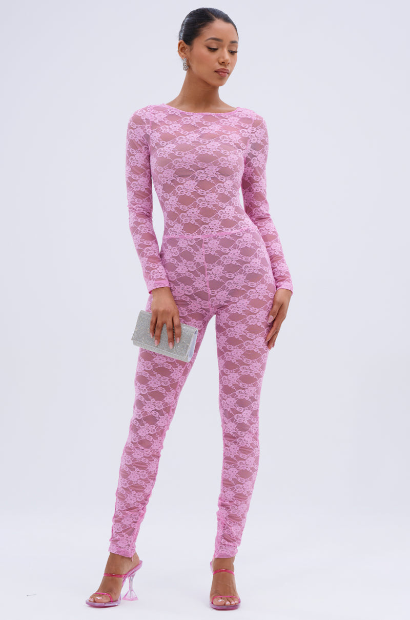 FROM DAY TO NIGHT LACE JUMPSUIT IN LIGHT PINK