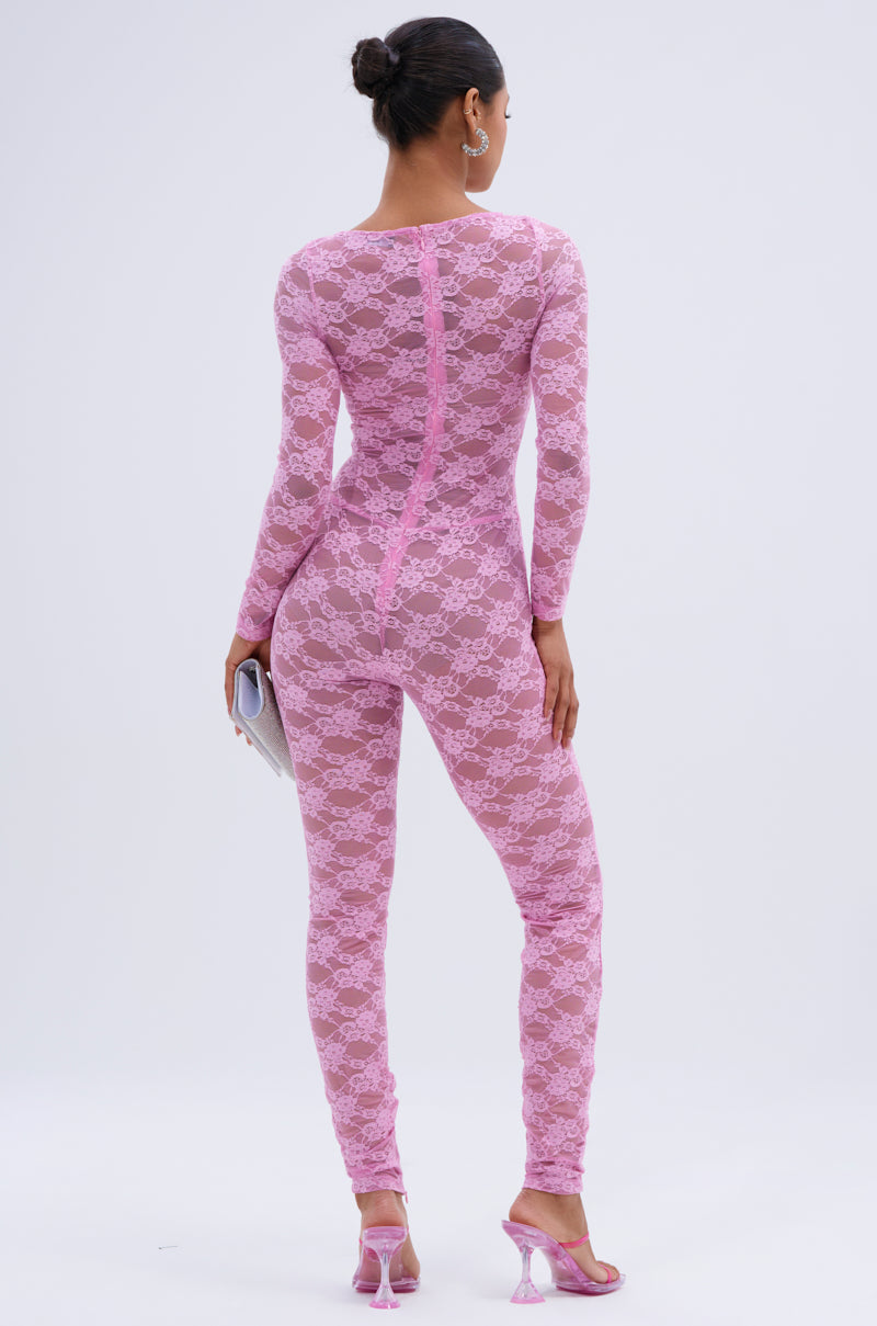 FROM DAY TO NIGHT LACE JUMPSUIT IN LIGHT PINK