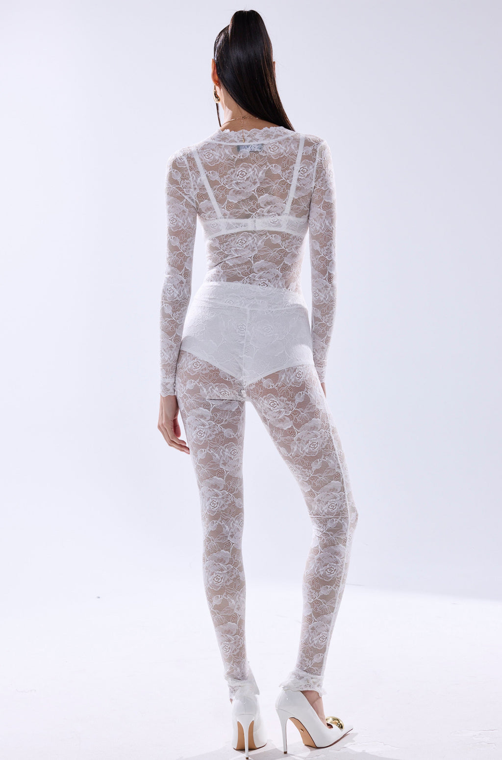 WISH YOU WERE ME LACE JUMPSUIT IN WHITE