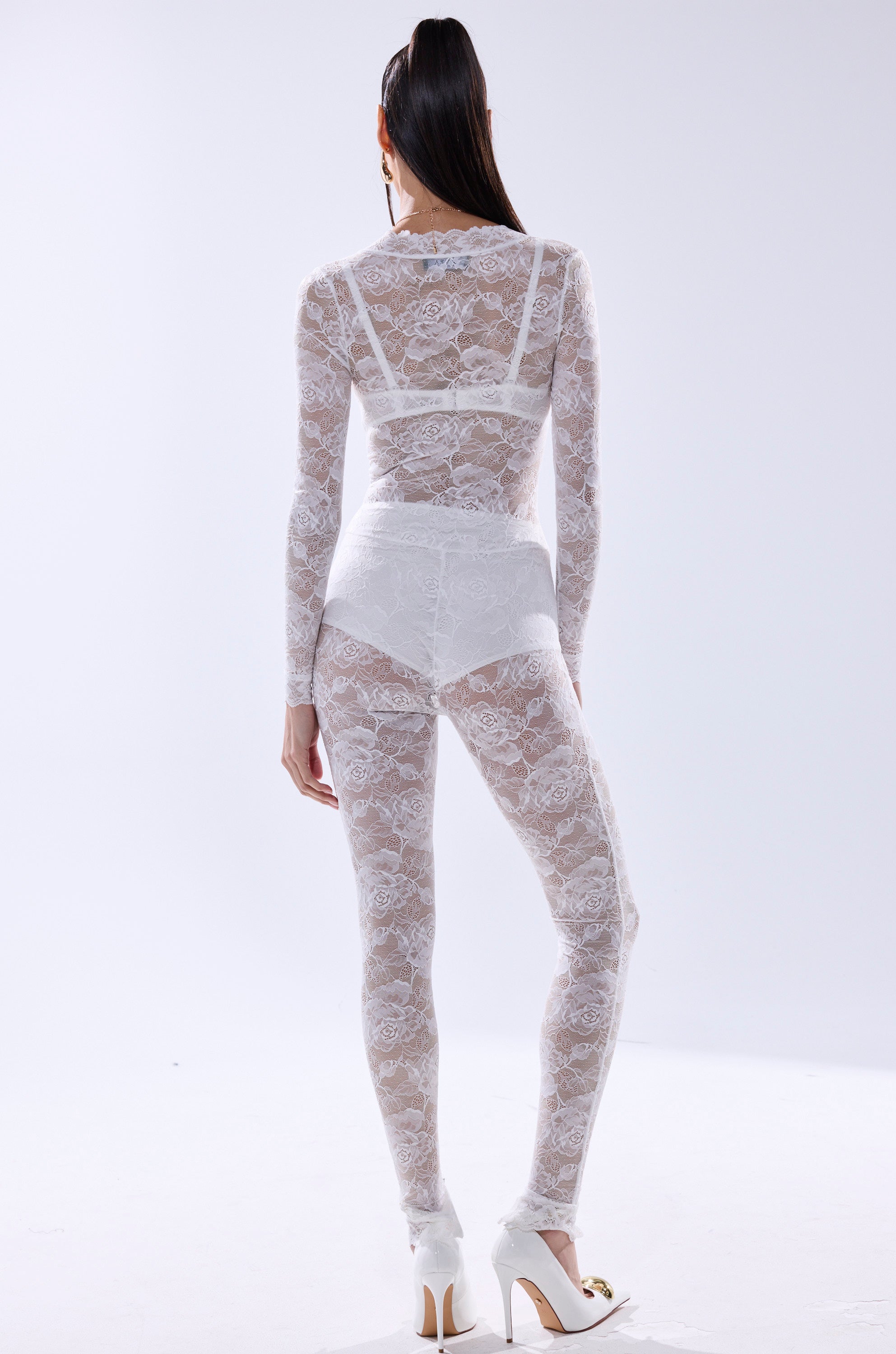 WISH YOU WERE ME LACE JUMPSUIT IN WHITE