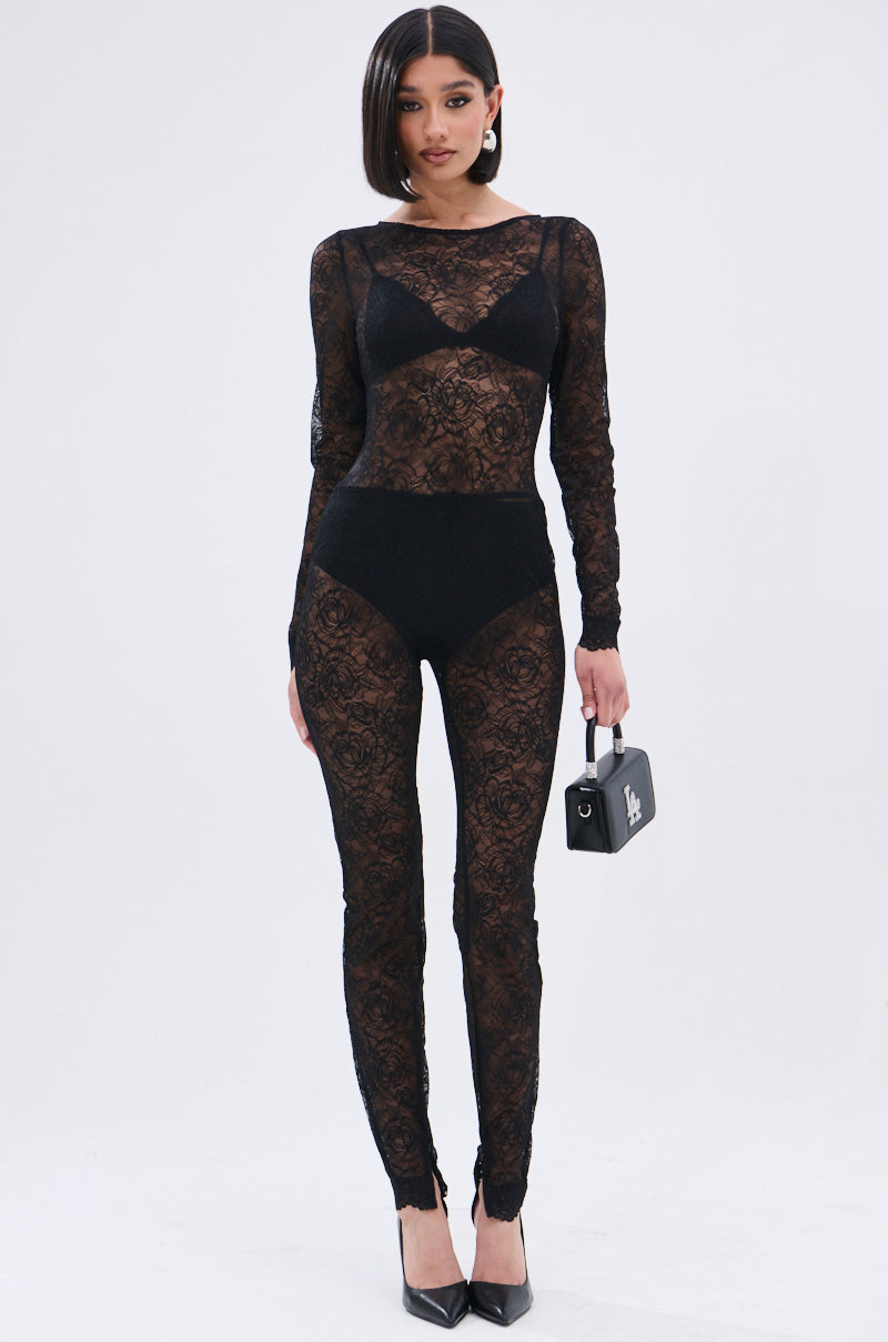ONLY IF THERE'S BOTTLE SERVICE LACE JUMPSUIT