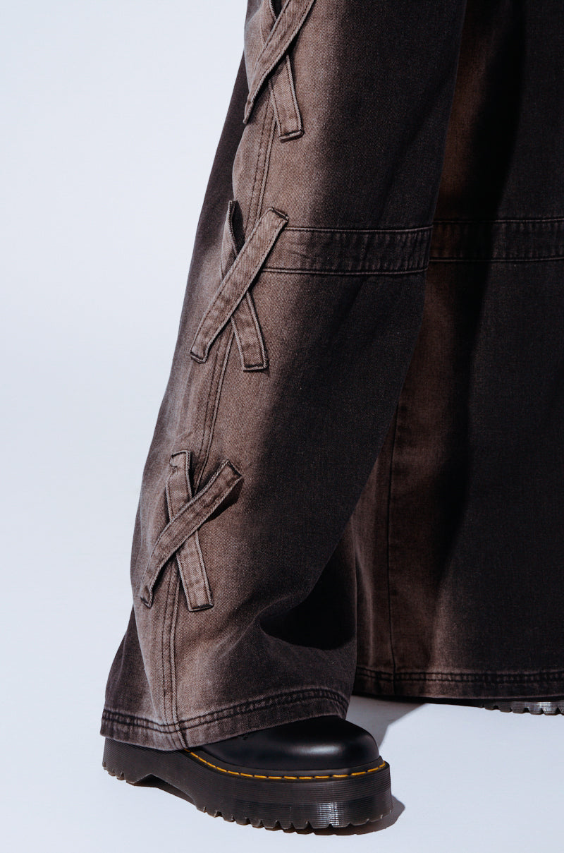 X ON MY HEART WIDE LEG DENIM PANT IN GREY