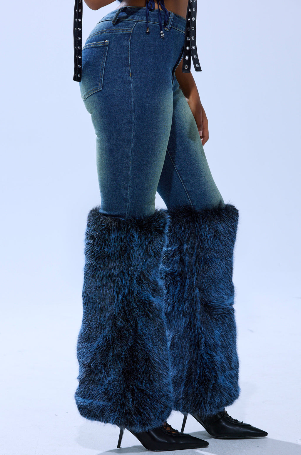 ALL A DREAM DENIM PANT WITH FUR CUFFS