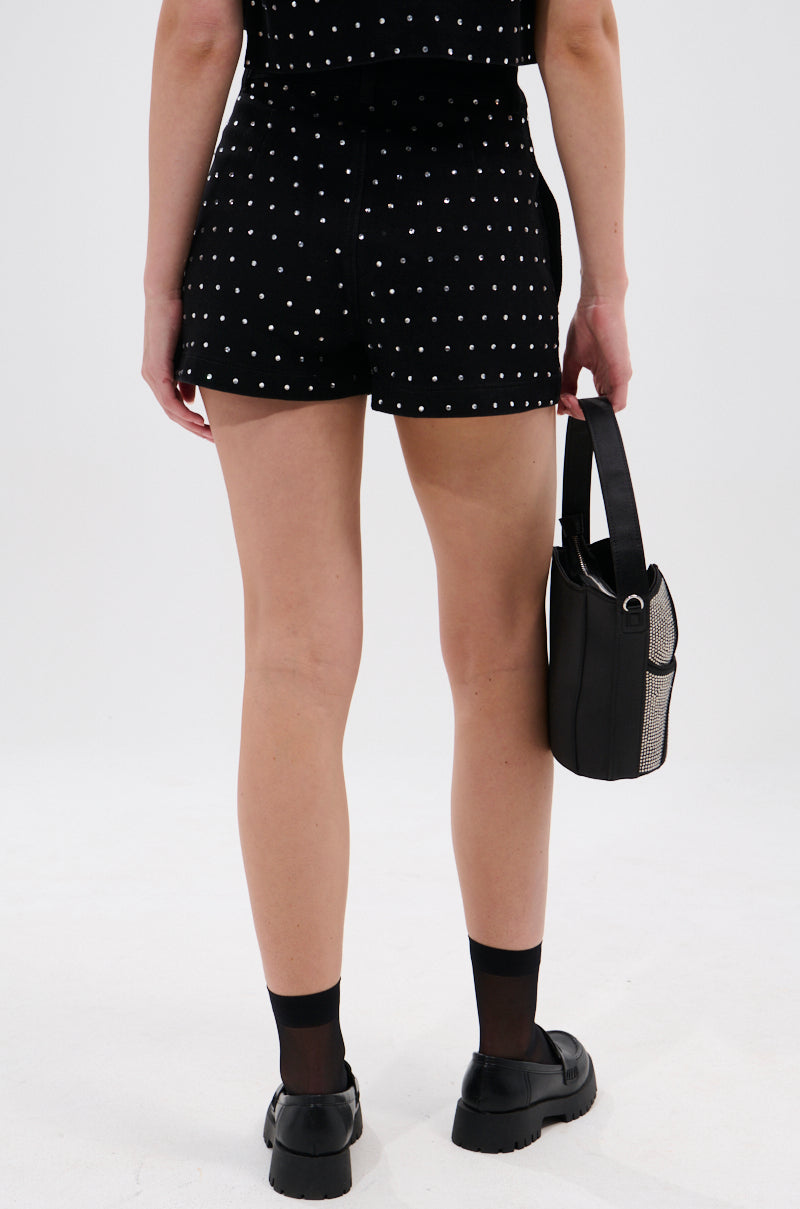 ITS GIVING DENIM RHINESTONE SHORT