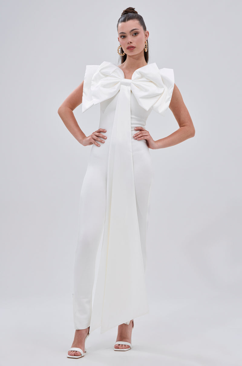 I'M THE GIFT VELVET JUMPSUIT WITH A BOW