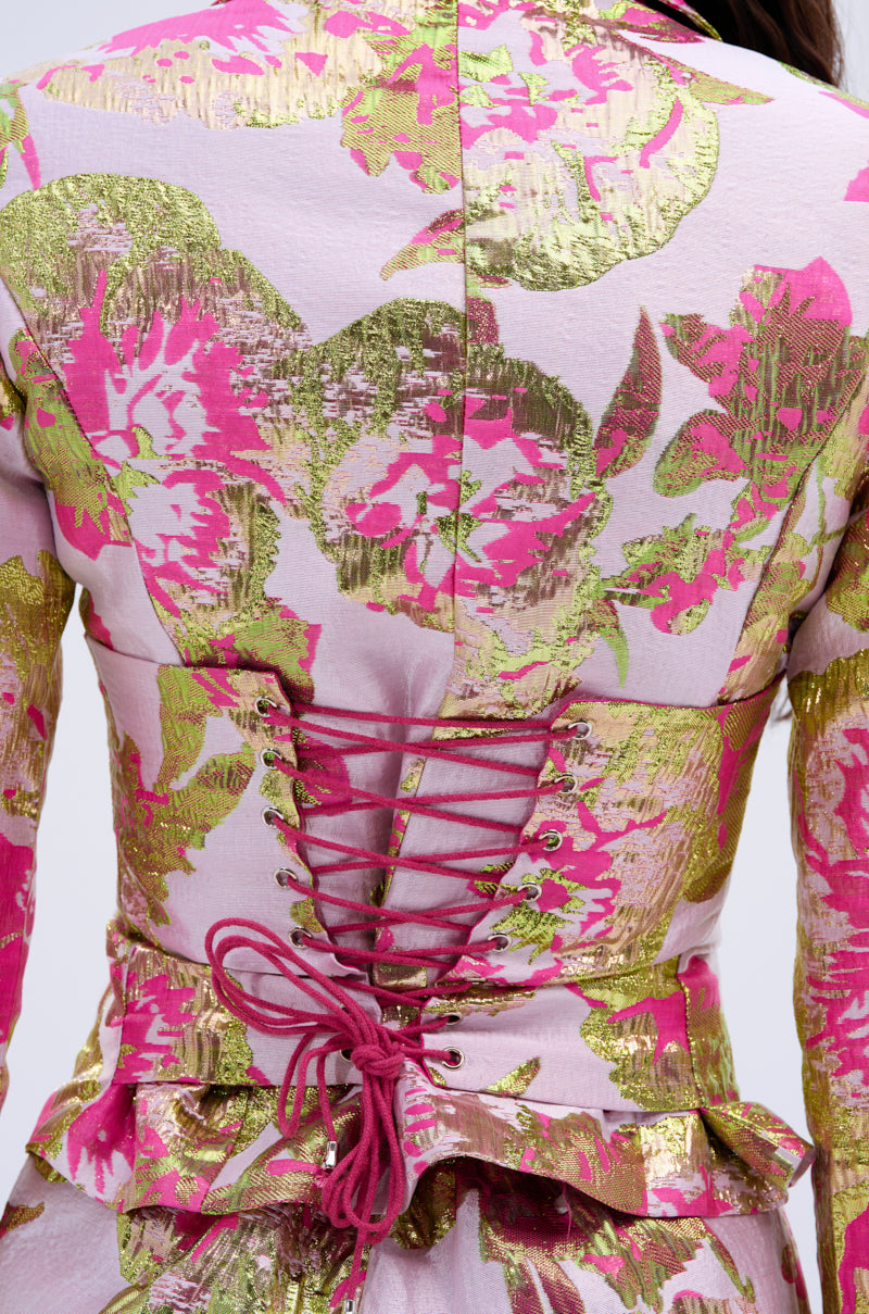 LOVELY FLORAL BROCADE BLOUSE