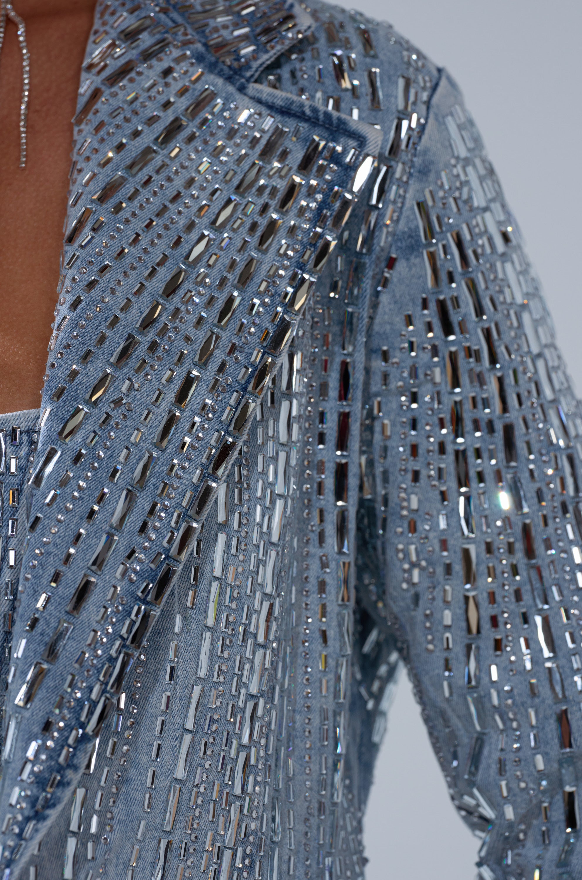 MILA EMBELLISHED BLAZER IN DENIM