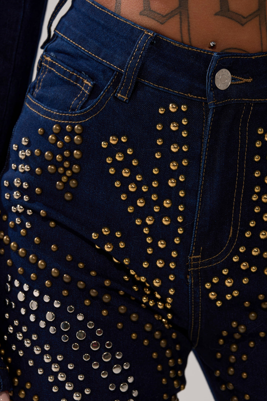 CHEYENNE STUDDED FLARE DENIM
