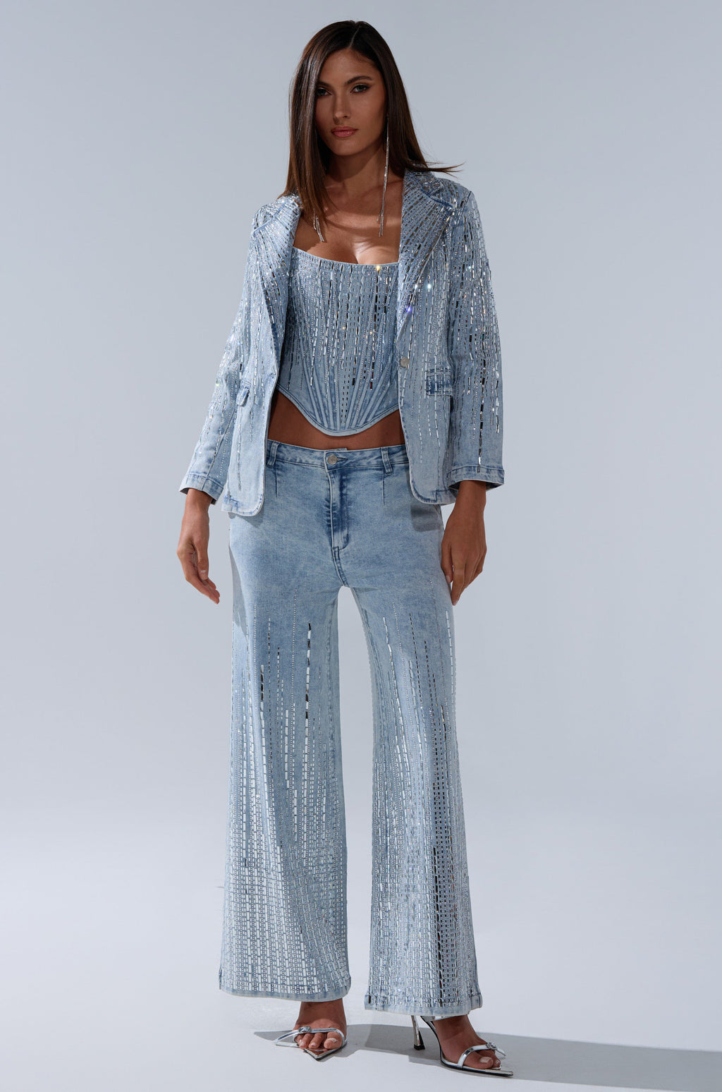 MILA EMBELLISHED CORSET IN DENIM