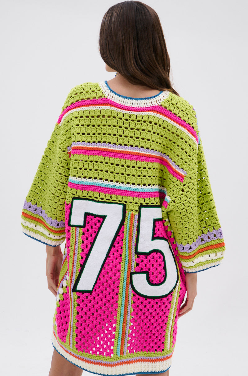 COURTSIDE OR SEASIDE CROCHET JERSEY DRESS