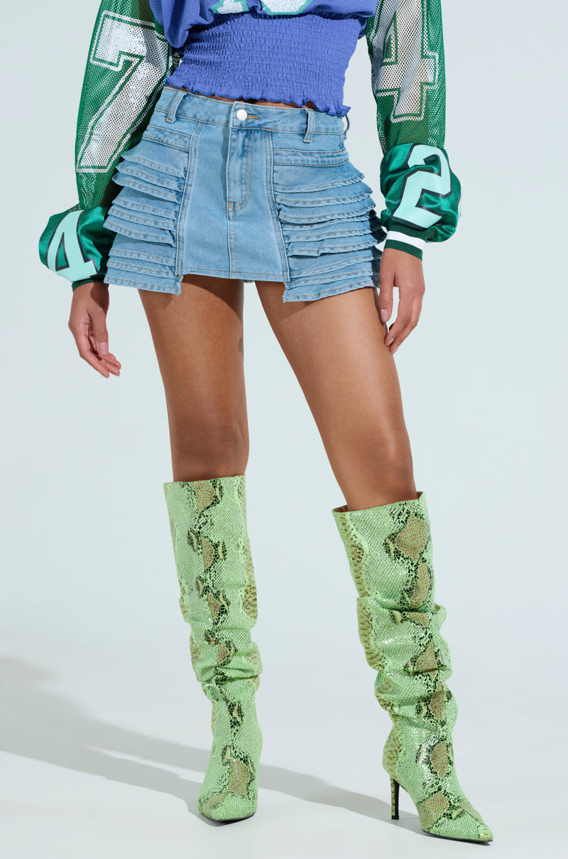 NEED NO MAN DENIM MINI SKIRT