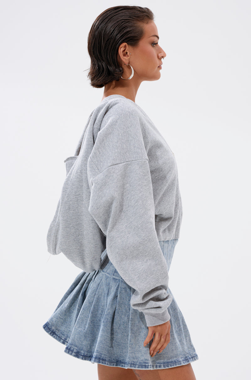 FELT CUTE SWEATSHIRT DENIM MINI DRESS