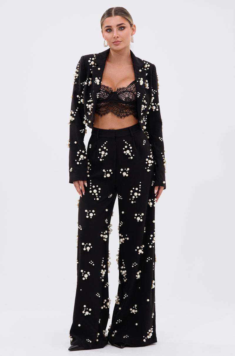 OLD FLAME EMBELLISHED TROUSER IN BLACK
