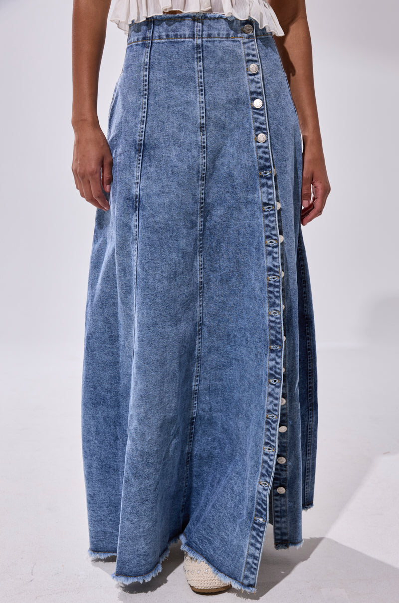 TIFFANY BLUE DENIM MAXI SKIRT