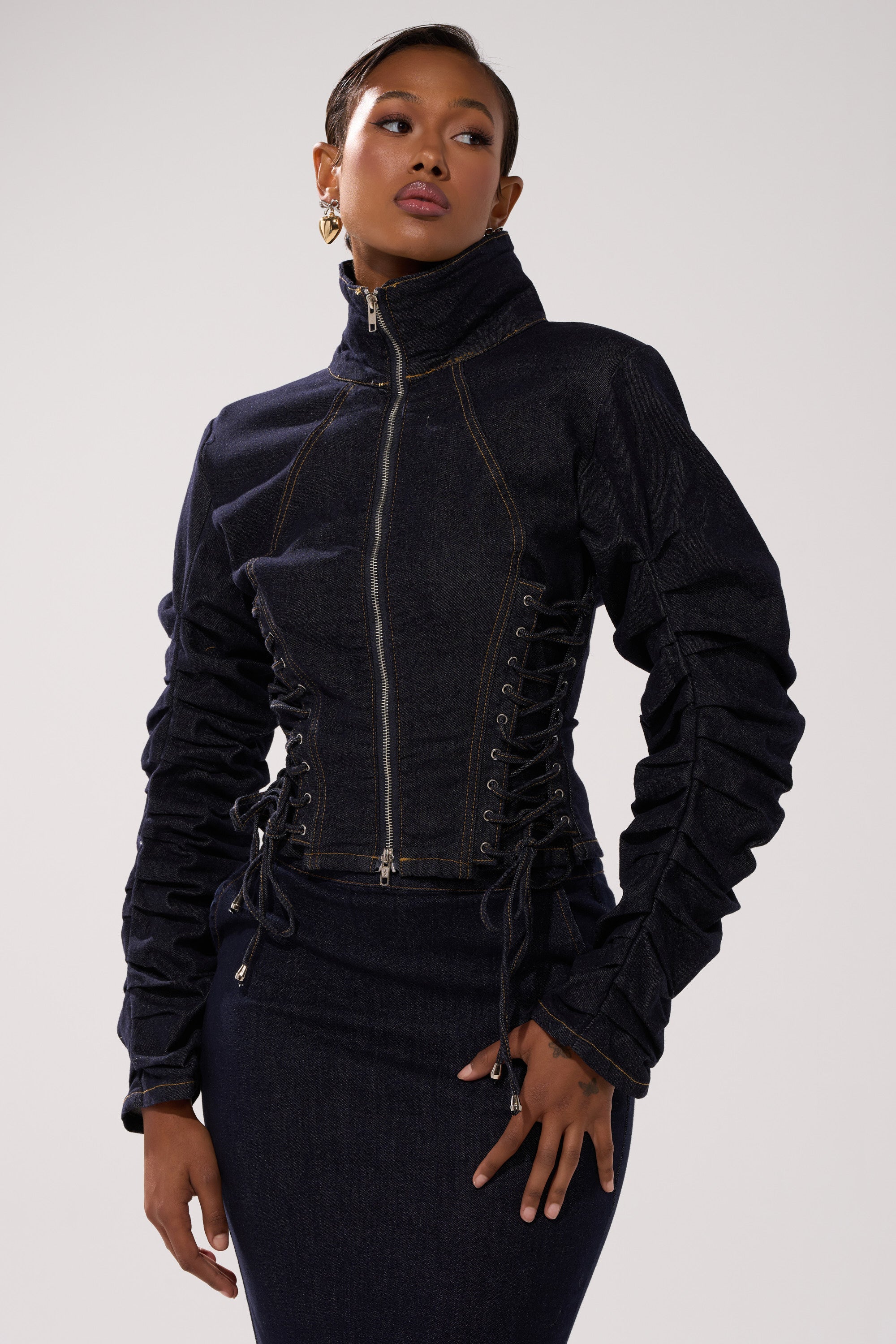 STRICTLY BUSINESS DENIM BLOUSE