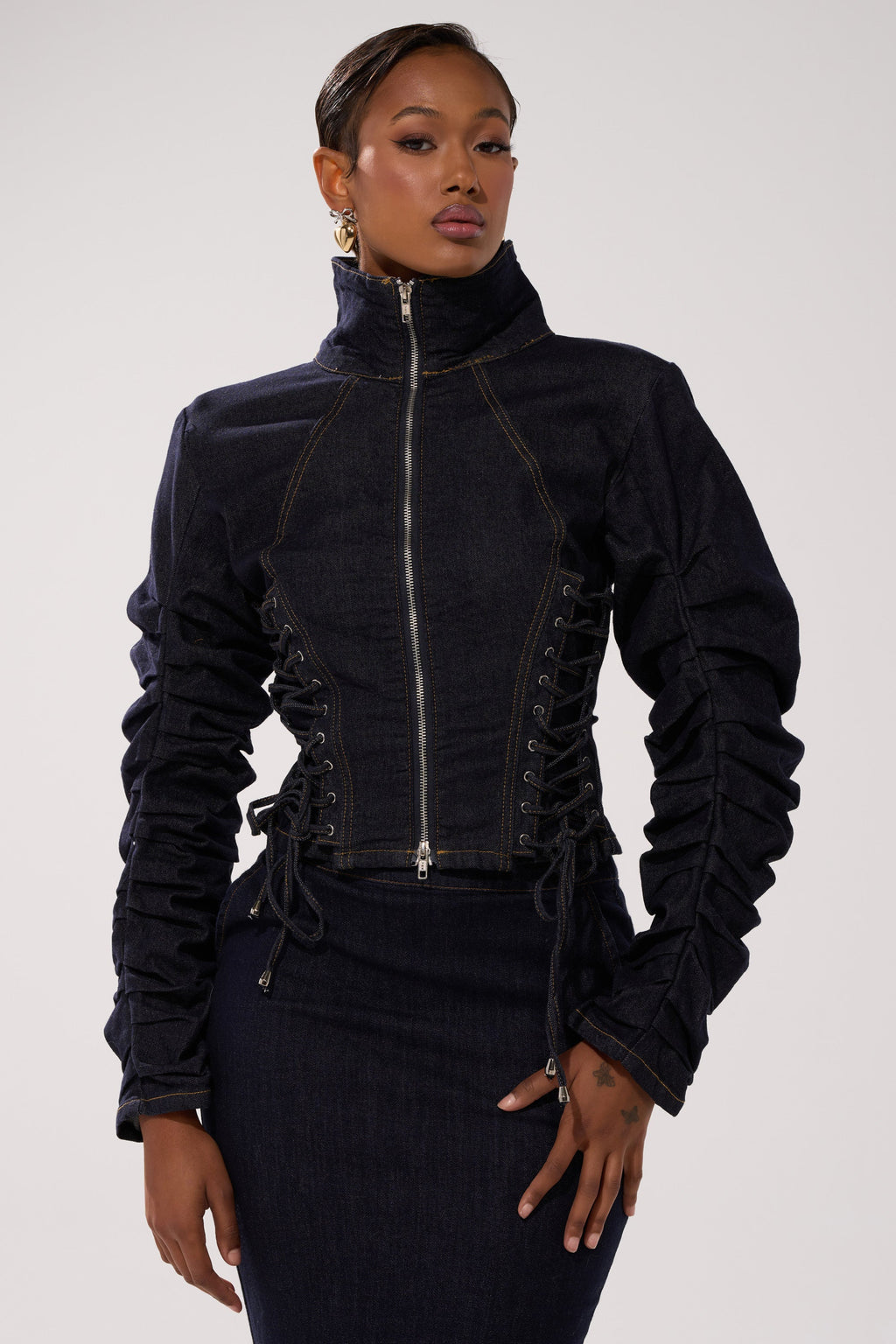 STRICTLY BUSINESS DENIM BLOUSE