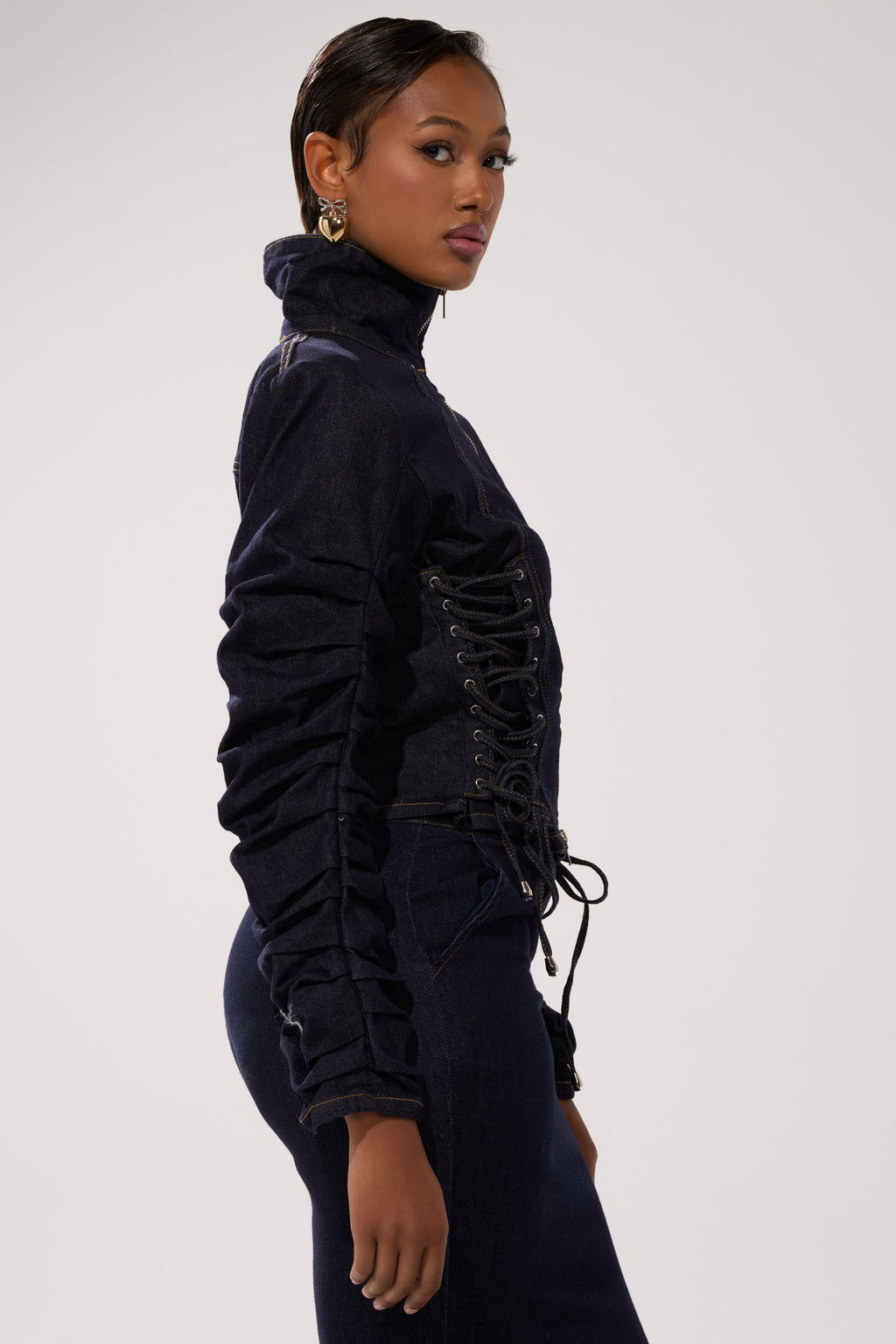 STRICTLY BUSINESS DENIM BLOUSE