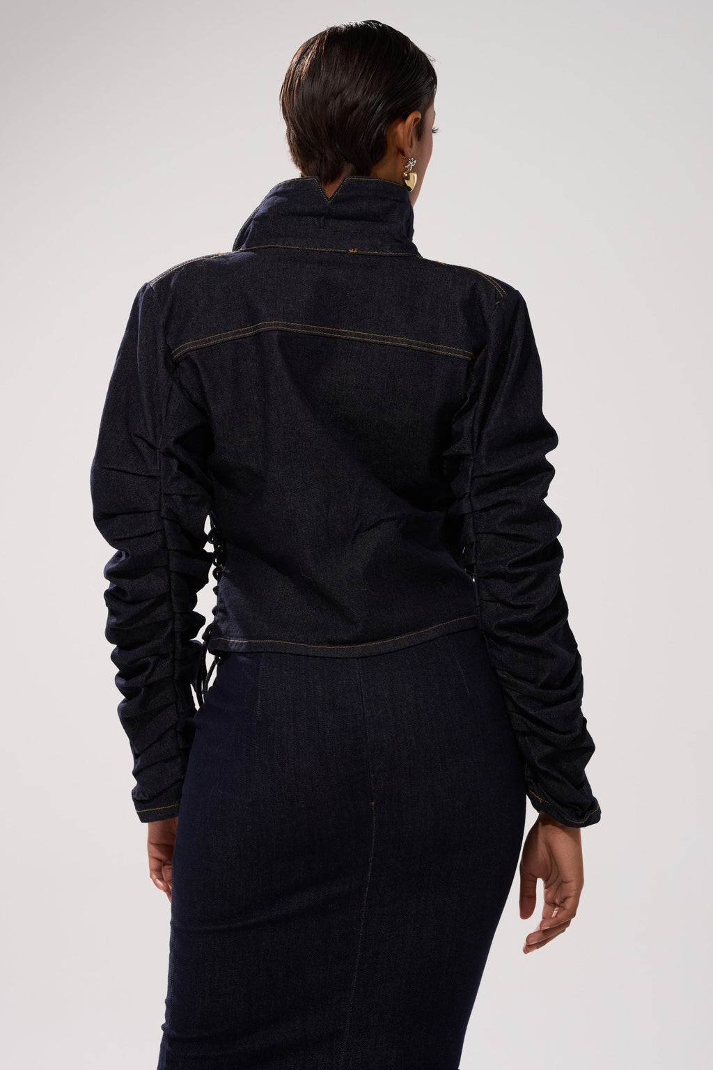 STRICTLY BUSINESS DENIM BLOUSE