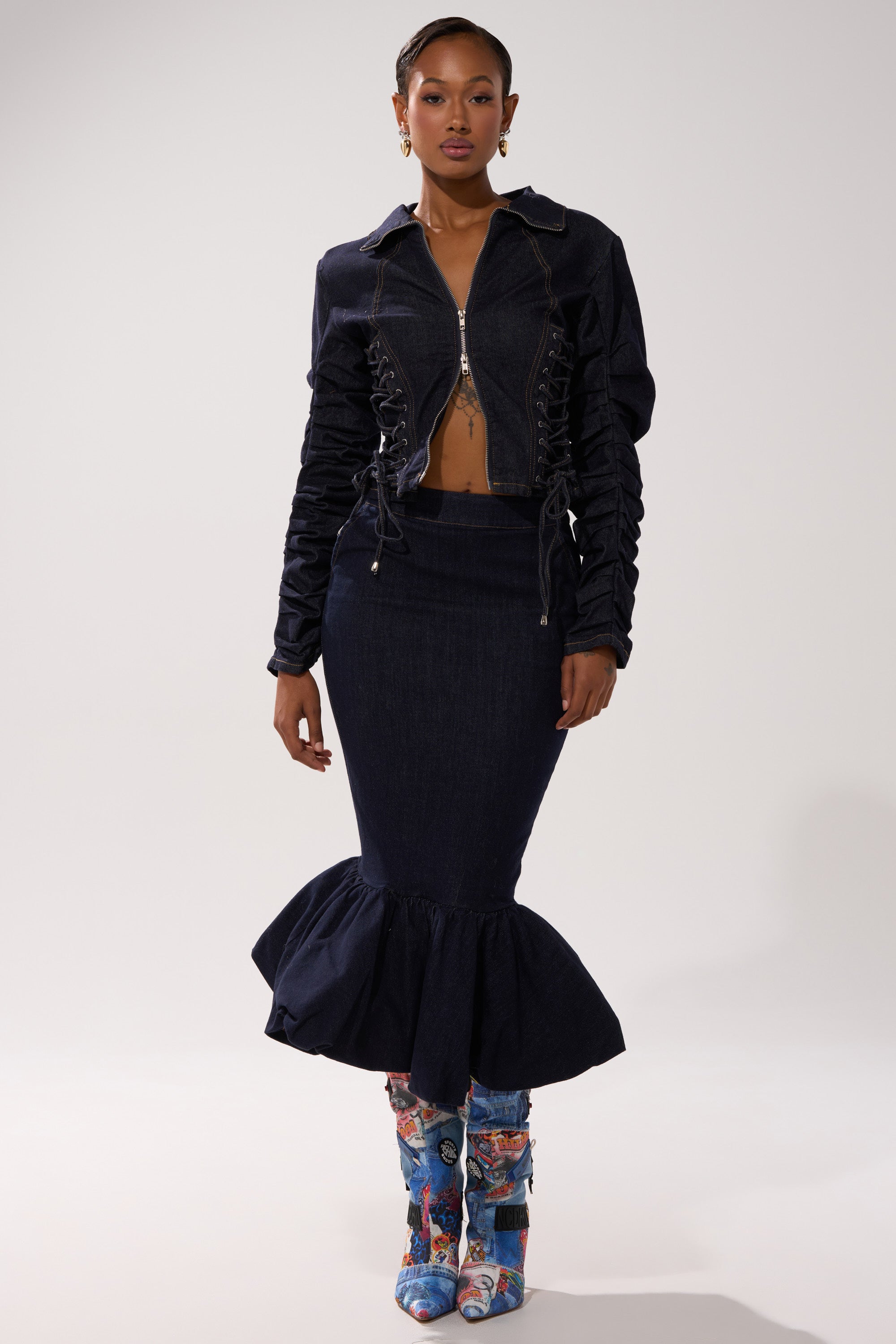 STRICTLY BUSINESS DENIM BLOUSE