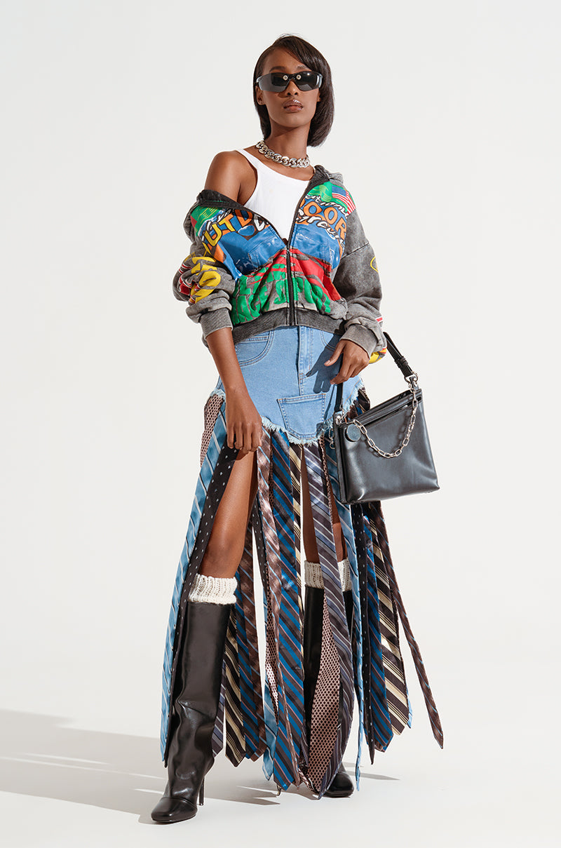 SO YOU THOUGHT DENIM SKIRT WITH TIE